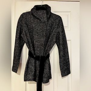 Ann Taylor asymmetrical stretch wool coat. Medium Petite